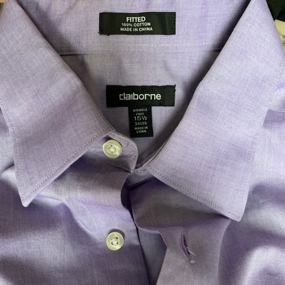 Claiborne lavender men’s fitted button down - Picture 2 of 4